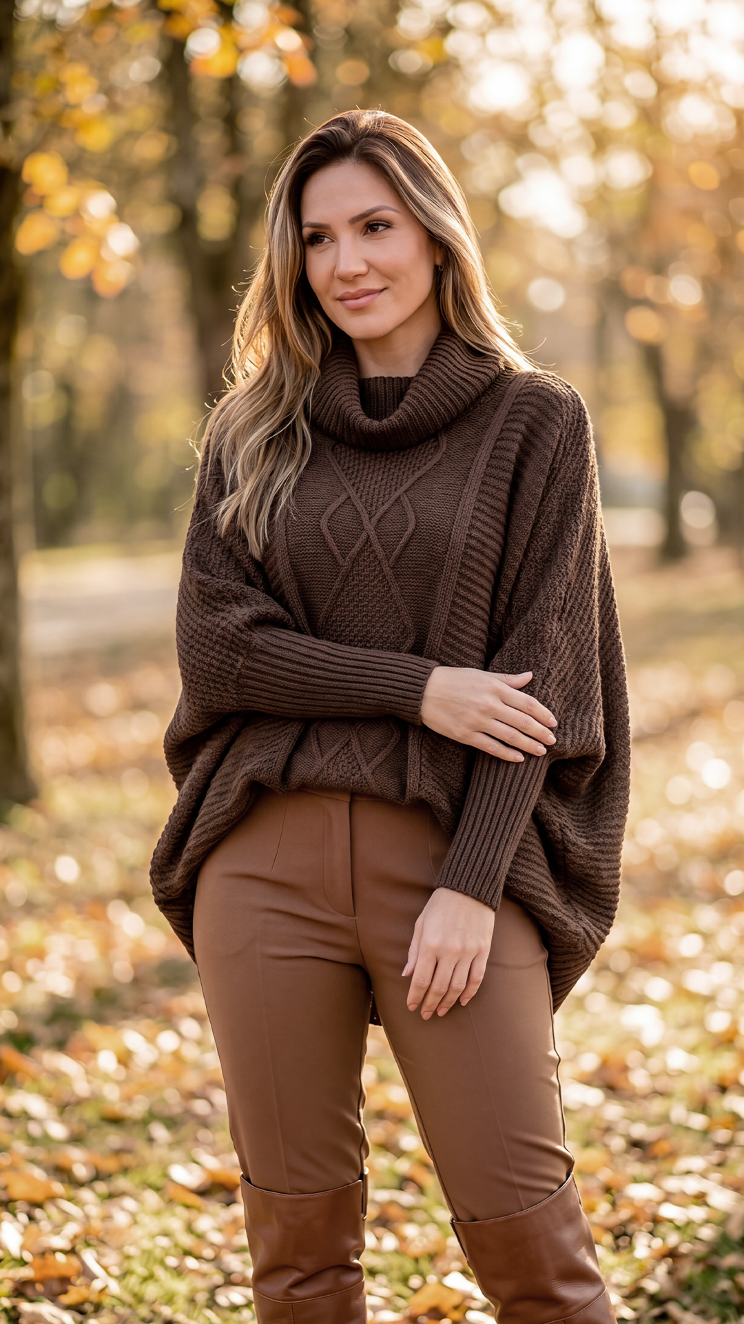 Casaco poncho marrom